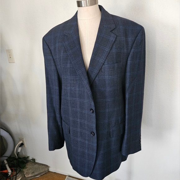 Jos. A. Bank Wool Sportcoat Blue Plaid Blazer - Picture 9 of 10